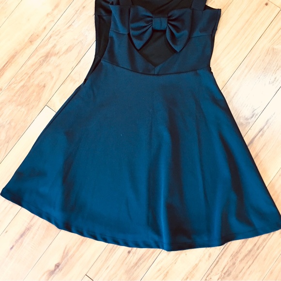 Black bow sleeveless spaghetti strap cocktail prom dress summer date nig… - Picture 5 of 5